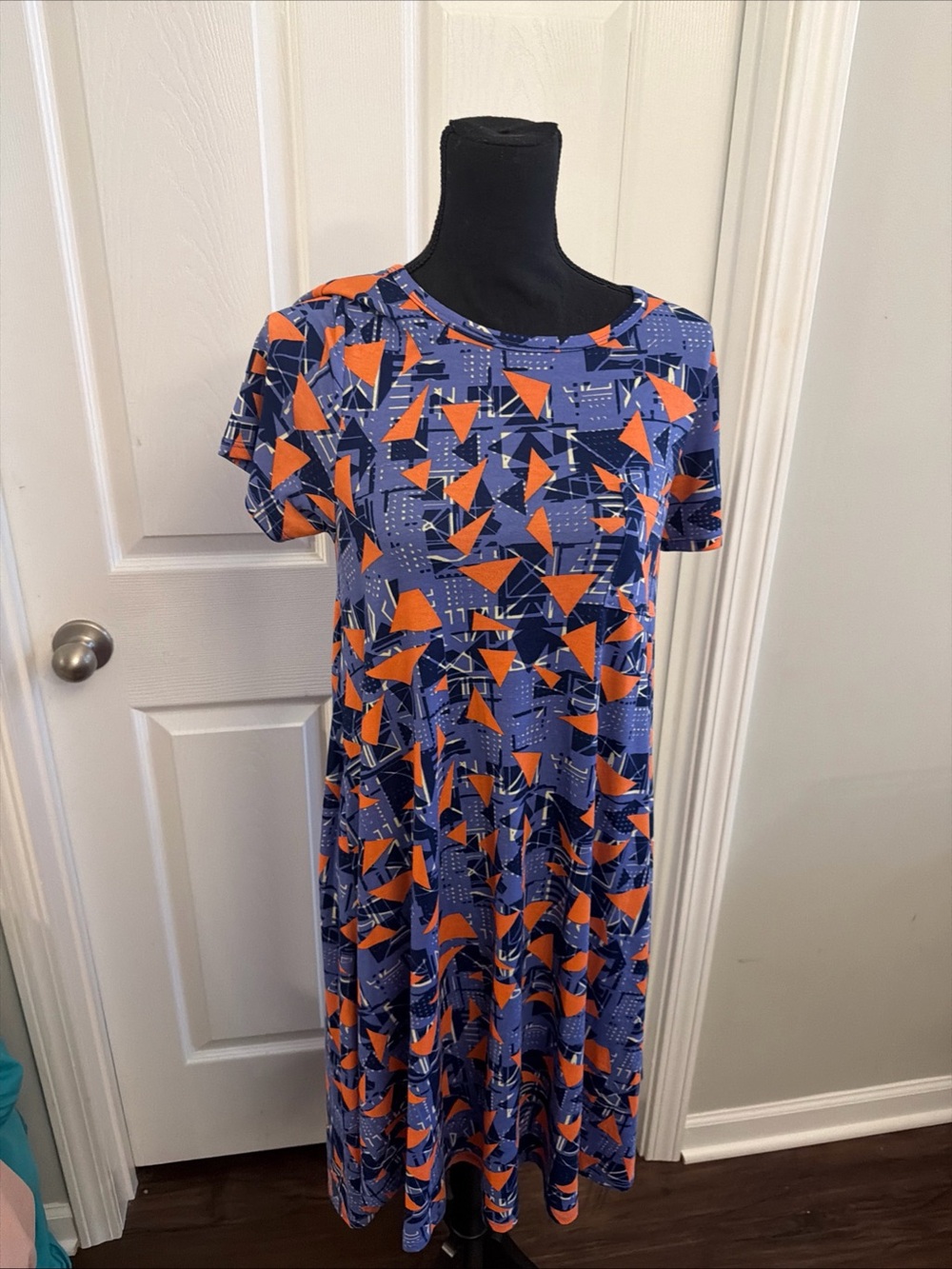 LuLaRoe Blue and Orange Geometric Women's Dress